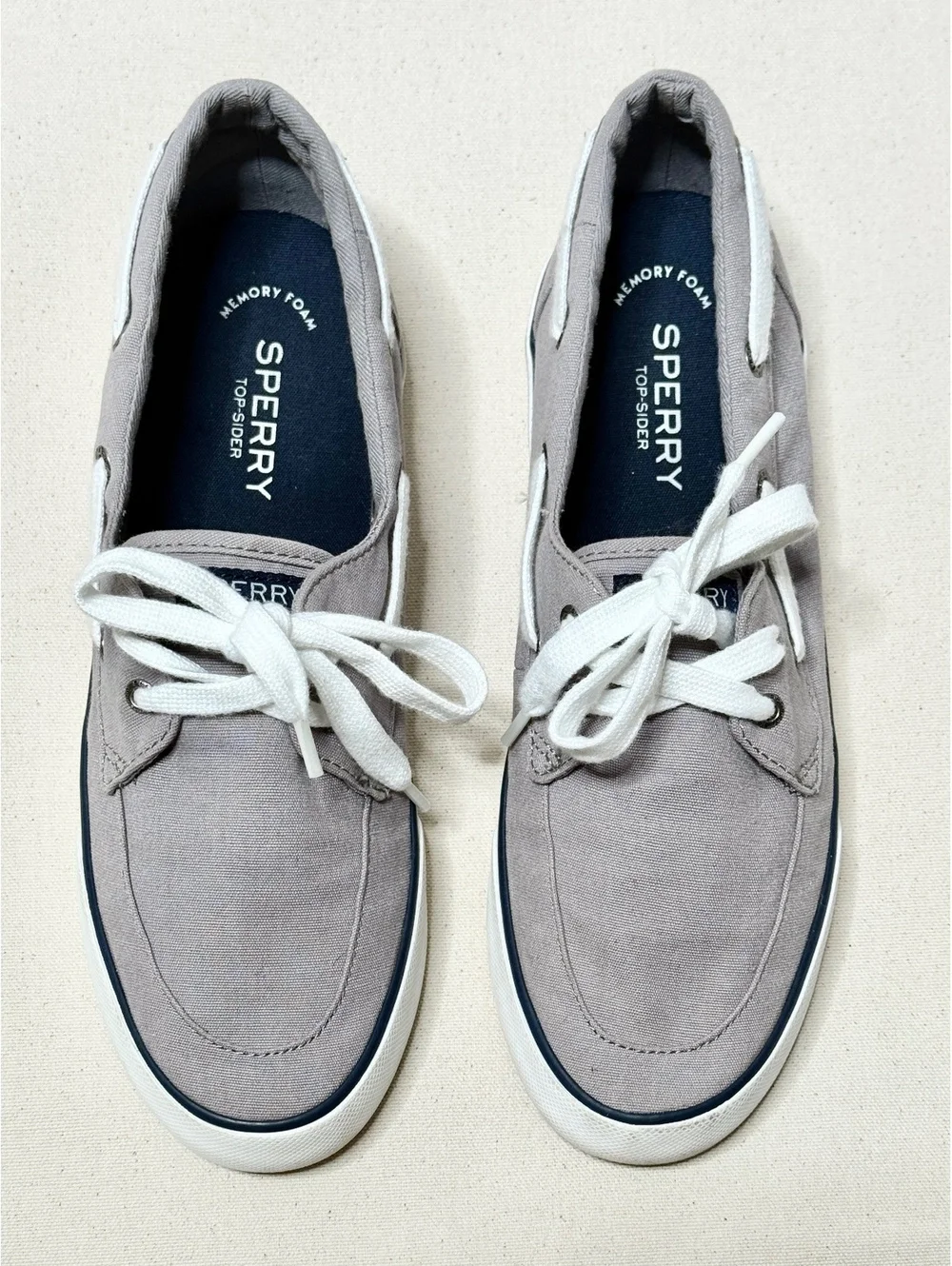 Sperry Top-Sider Women’s 10 Gray Canvas Boat Shoes Memory Foam STS3191